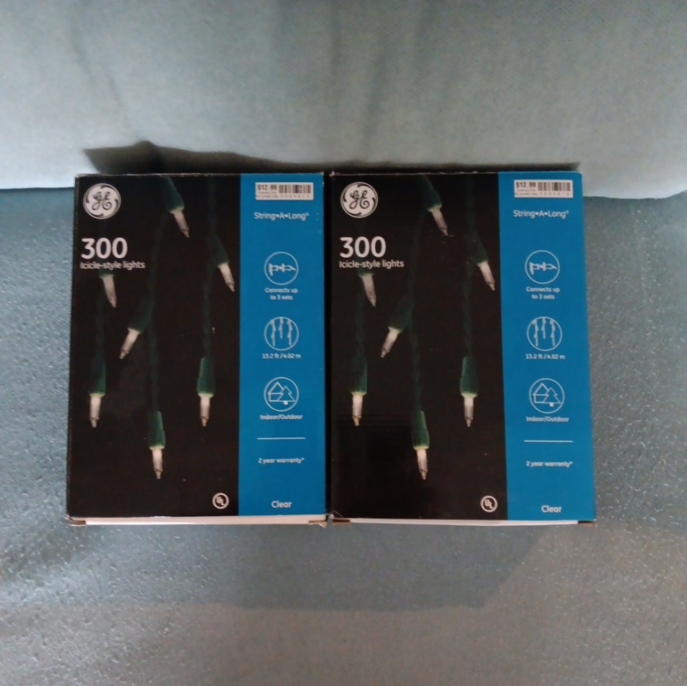2-Sets of 300 Icicle-Style String-A-Long Clear Lights, Indoor/Outdoor Christmas